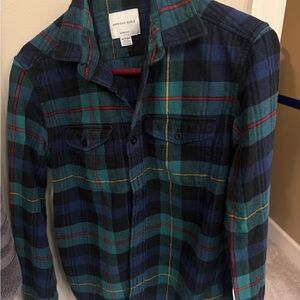 American Eagle Outfitters Plaid Shirt - Blue and Green